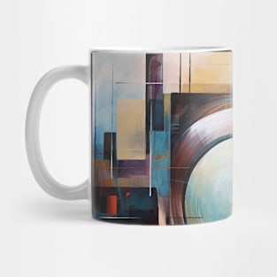 Minimalistic Geometric Patterns in an Abstract Oil Painting Mug